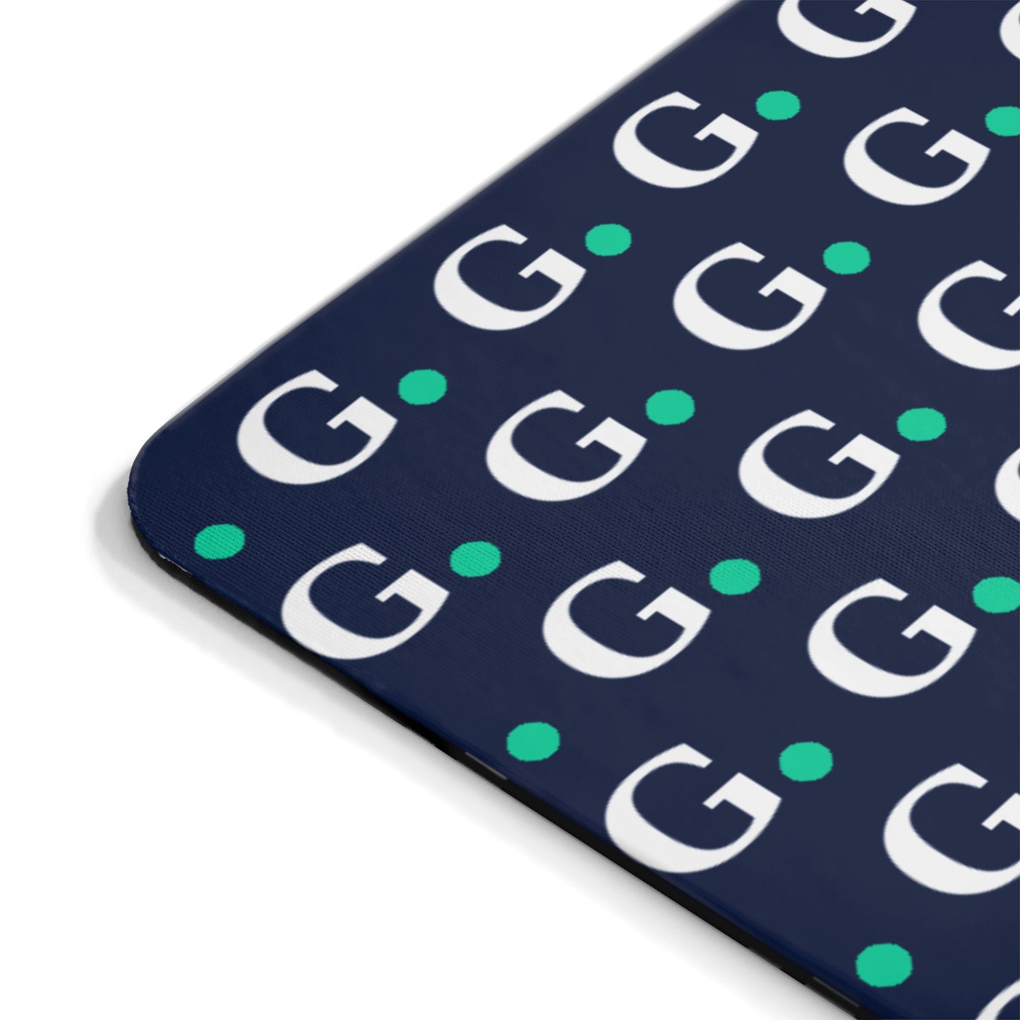 Monogram G Pattern Mouse Pad — Navy Blue Desk Mat with Teal Accent