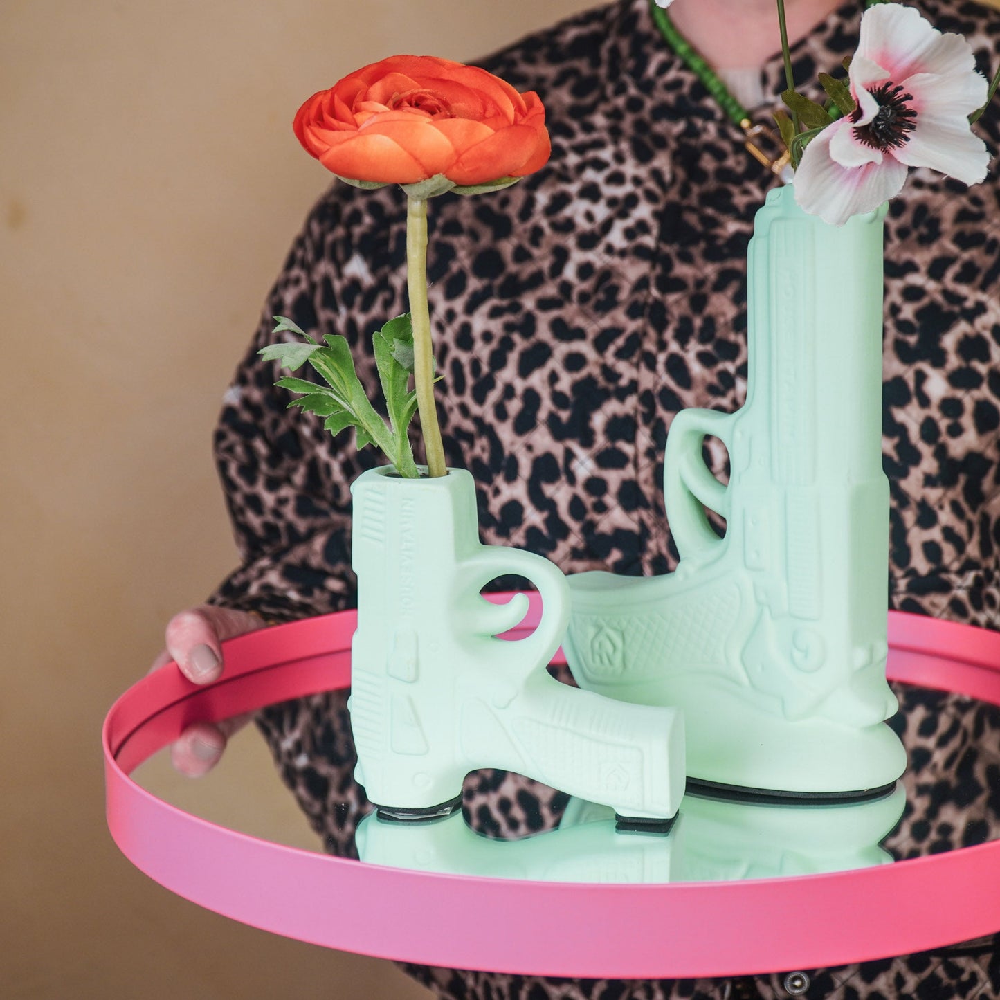 Pistolen-Vase - Mintgrün