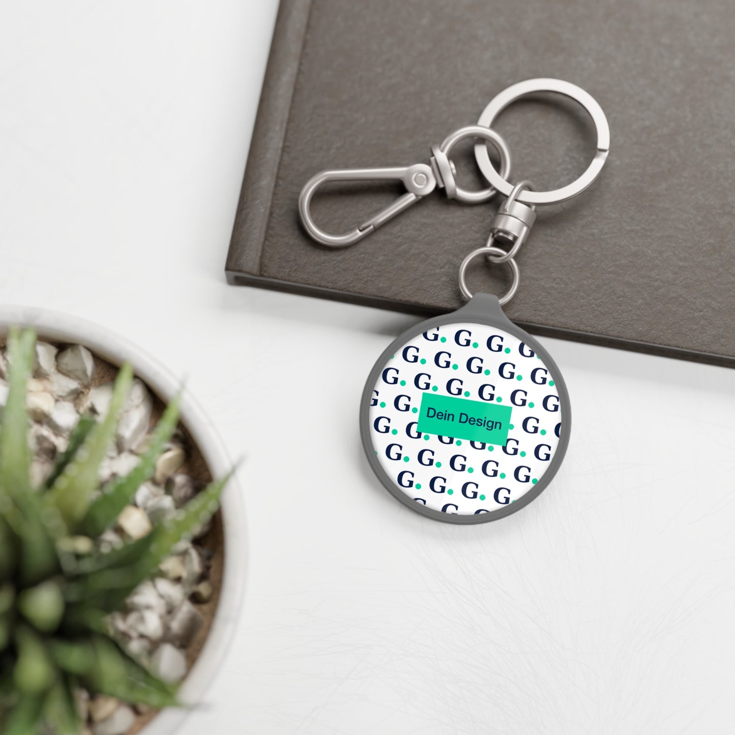 Monogram Pattern Keyring Tag — Custom Initial "G" Design