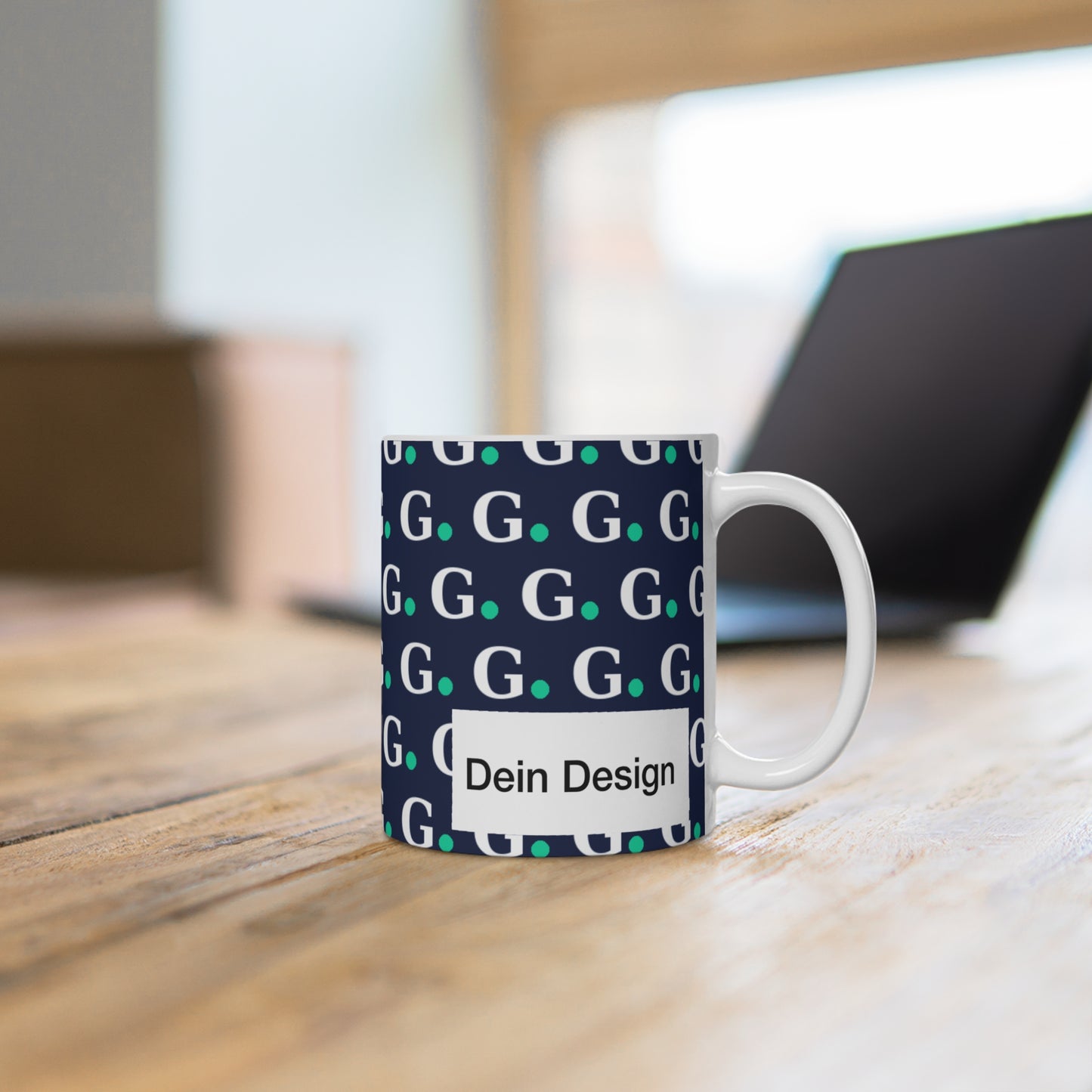 Monogram Pattern Ceramic Mug — Custom 'G' Repeat Design
