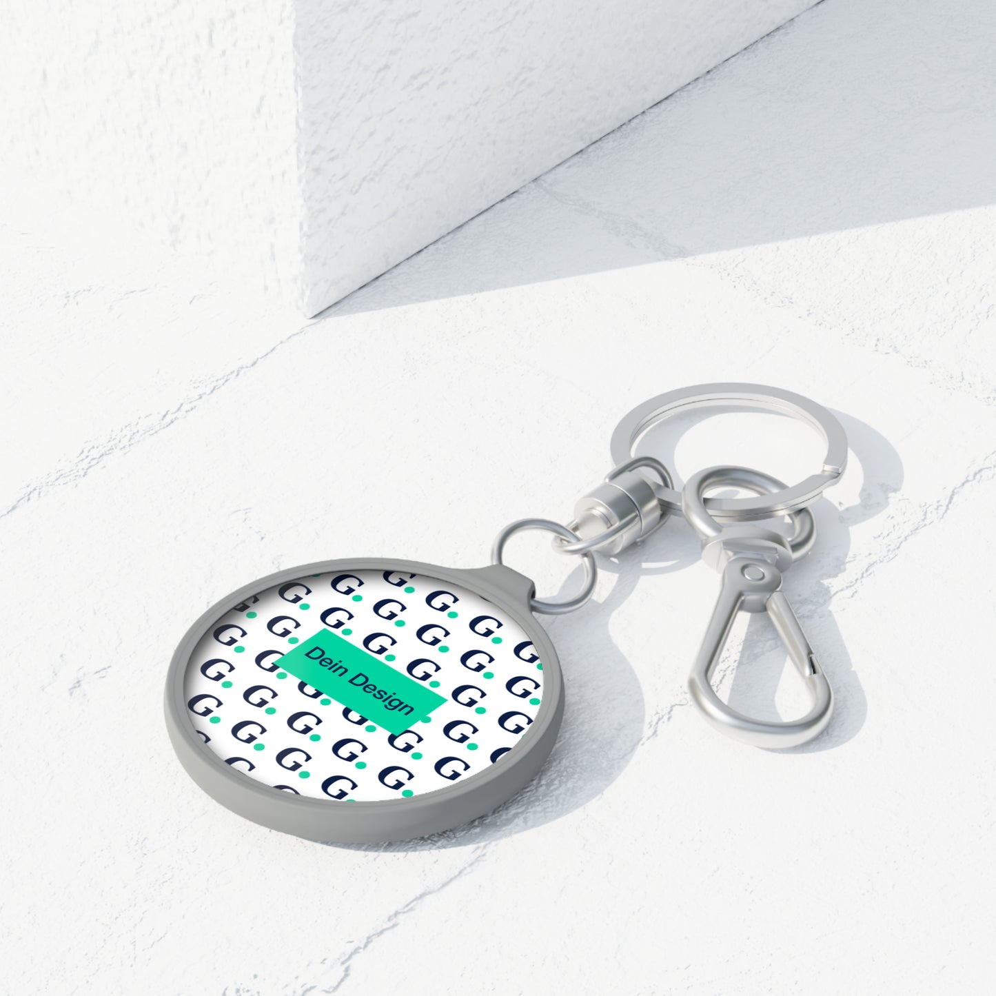 Monogram Pattern Keyring Tag — Custom Initial "G" Design