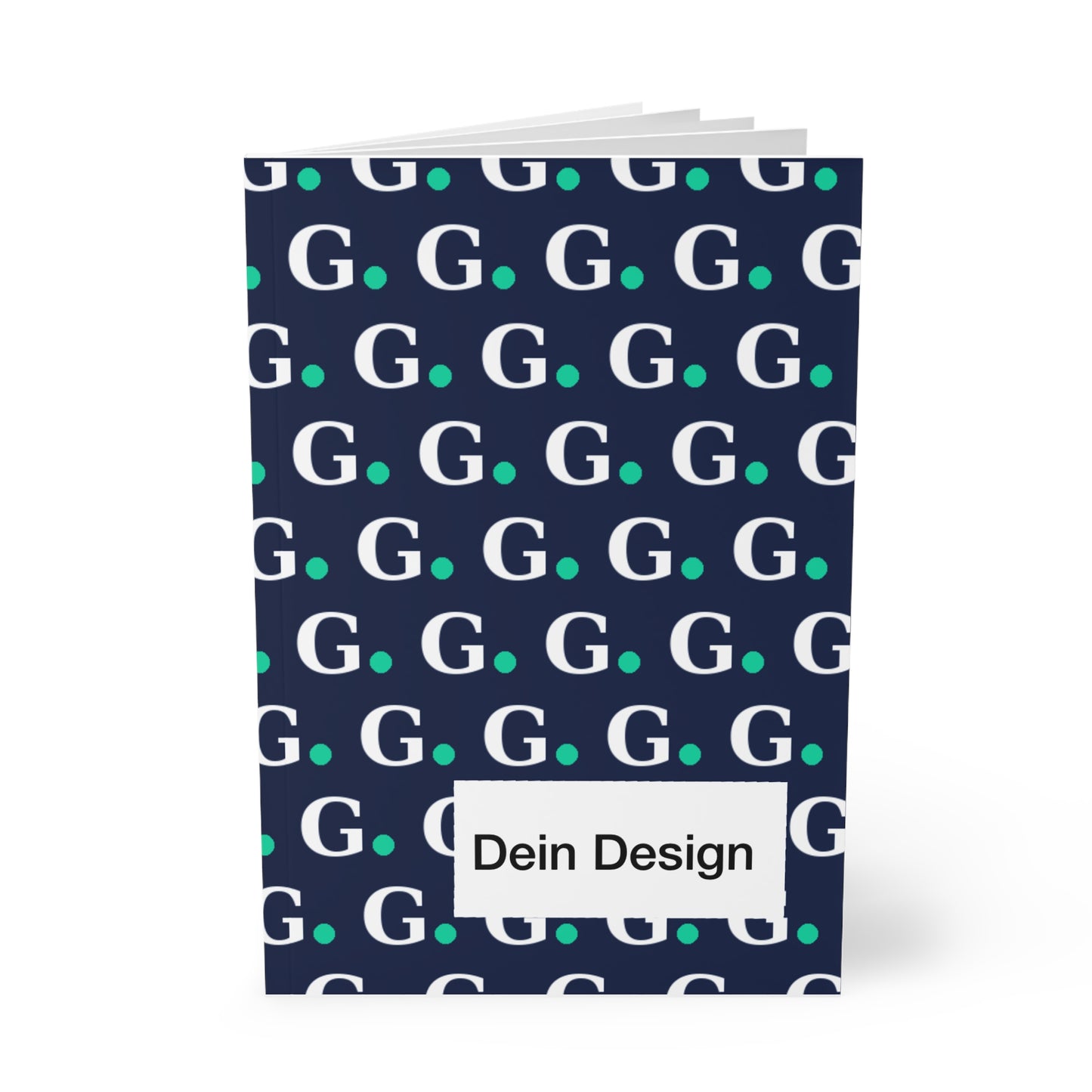 Monogram G Pattern A5 Notebook — Navy & Teal Dotted Initial Journal