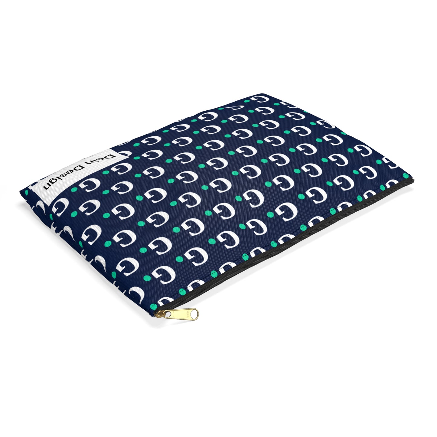 Monogram G Pattern Accessory Pouch – Navy & Teal Cosmetic Bag