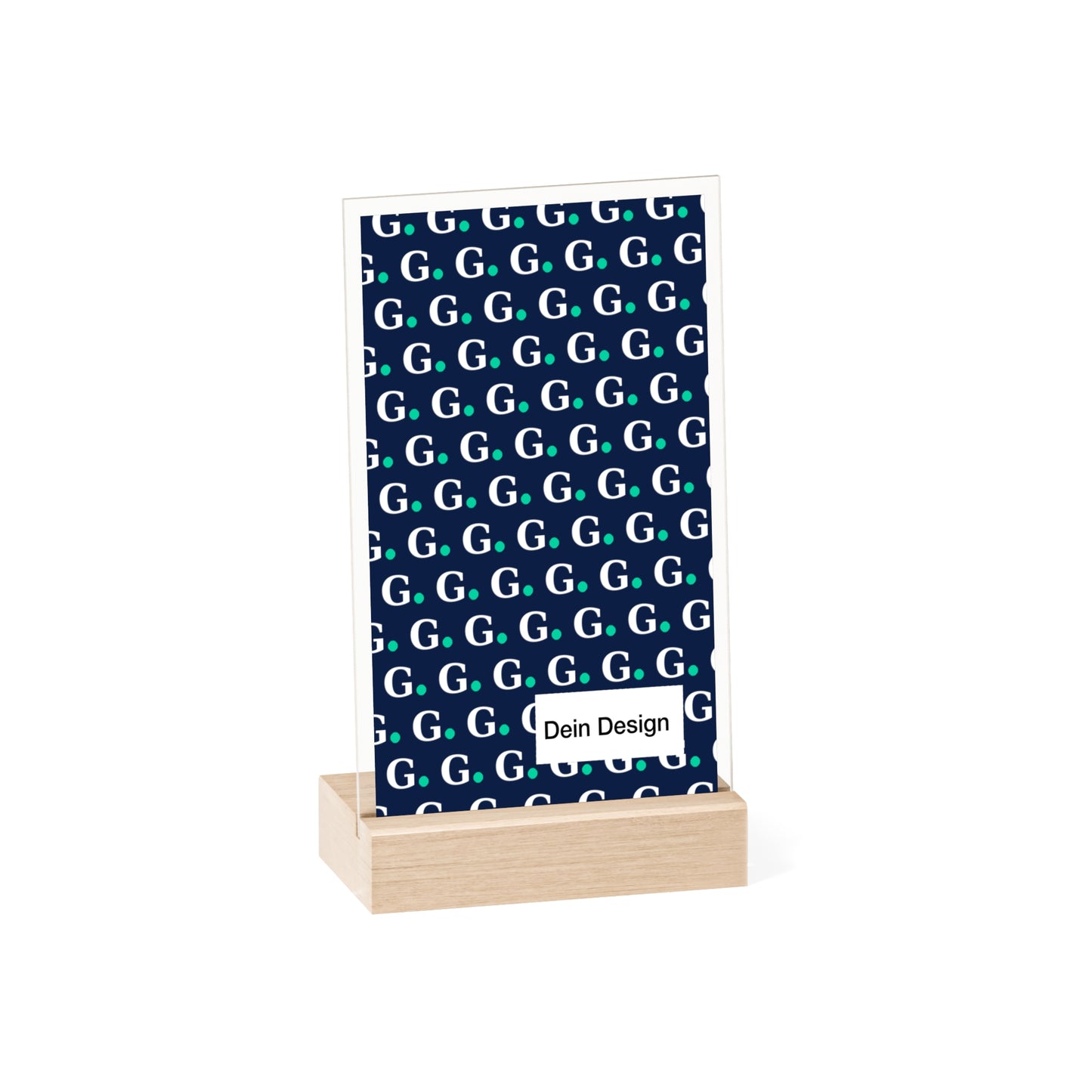 Acrylic Desk Sign with Wooden Stand — Personalized Monogram Display