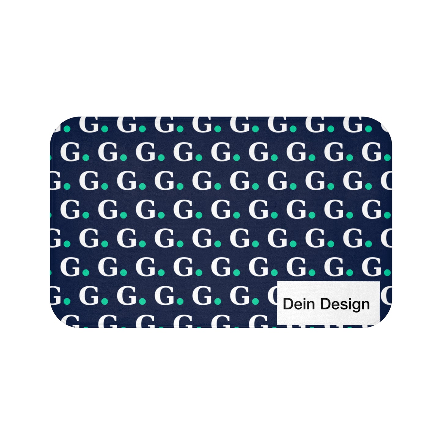Monogram G Dot Bath Mat — Navy & Teal Patterned Bathroom Rug