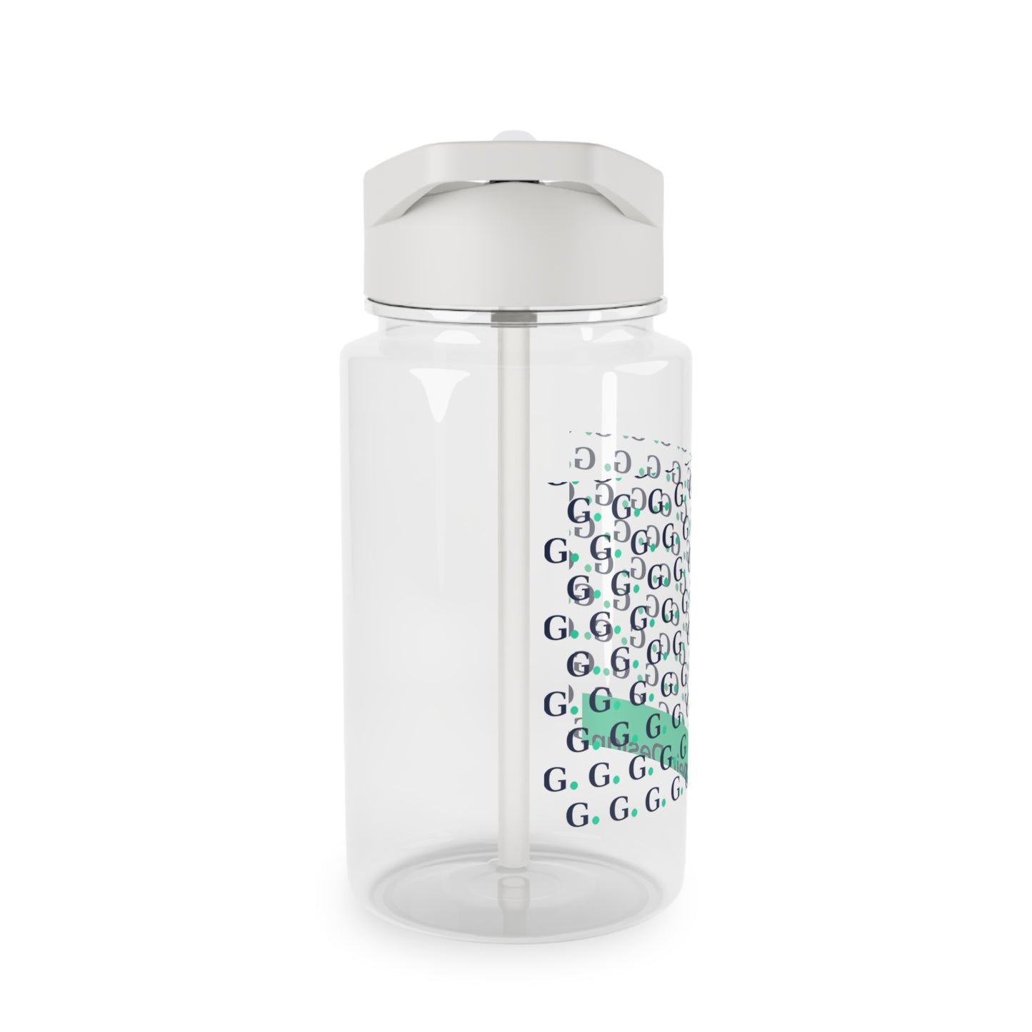 Patterned Tritan Water Bottle — Repeating "G" Logo Design