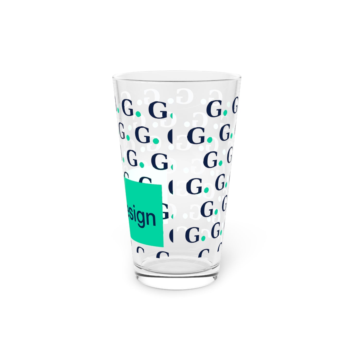 Monogram G Pattern 16oz Pint Glass — Personalized Initial Drinkware