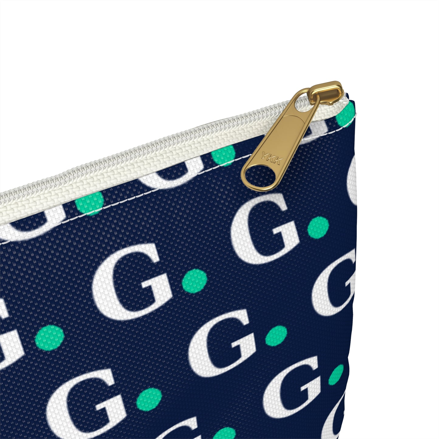 Monogram G Pattern Accessory Pouch – Navy & Teal Cosmetic Bag