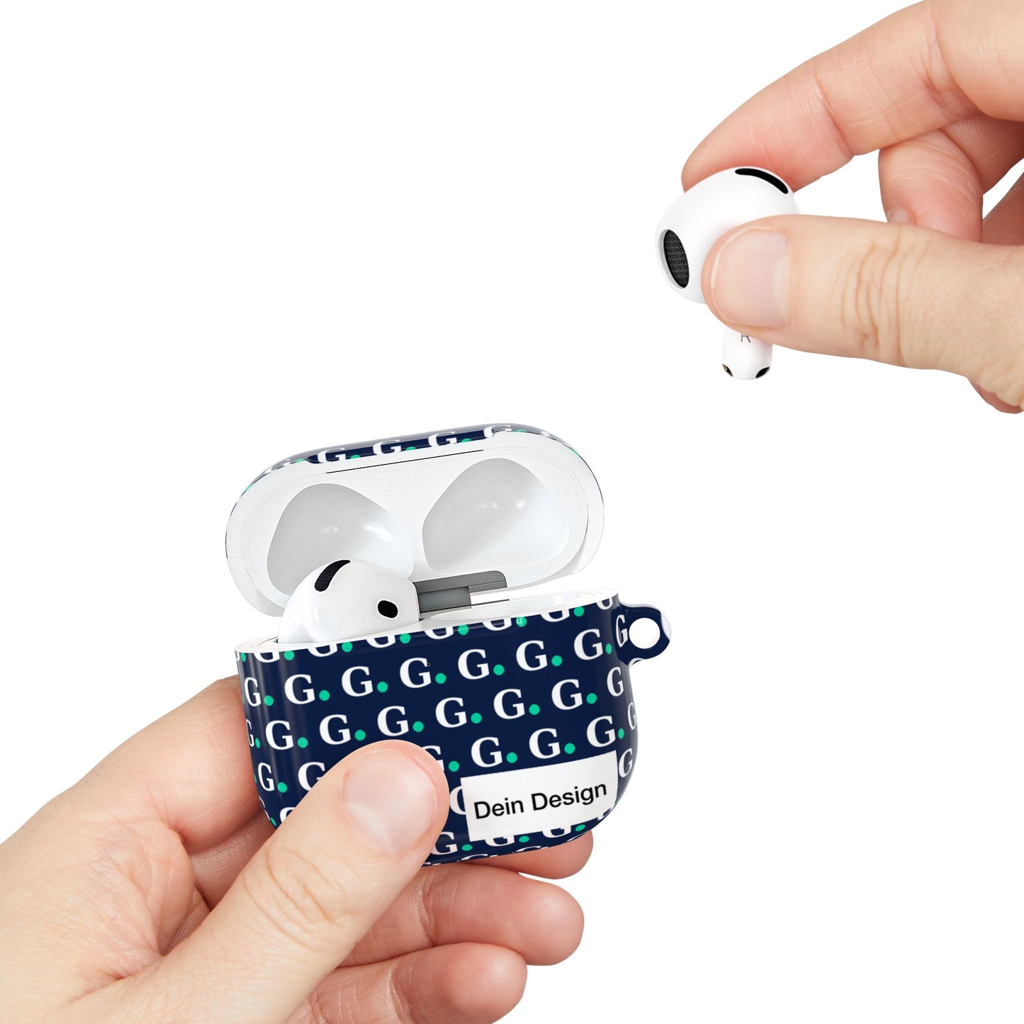 Monogram G Pattern AirPod Case — Navy Repeat Initials Design