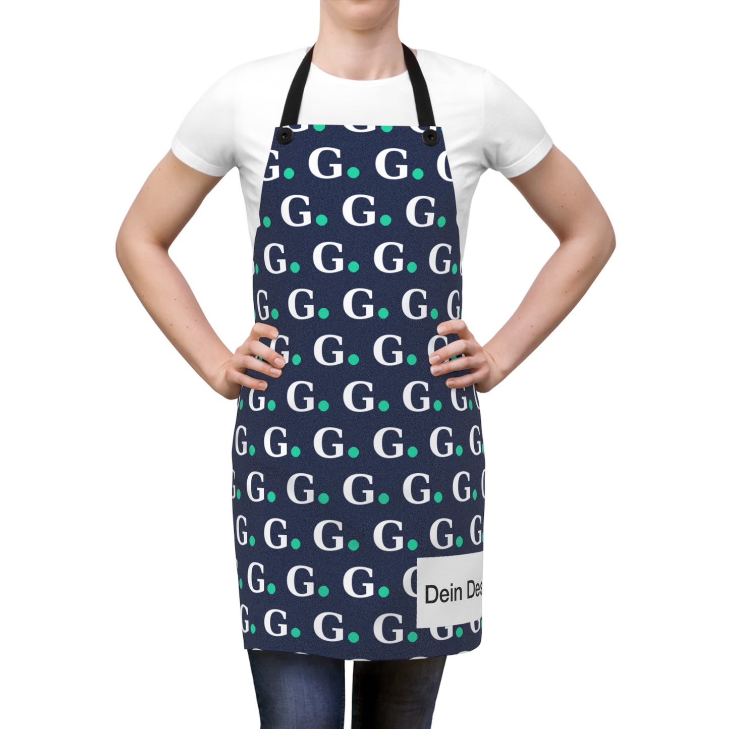 Monogram G Pattern Apron — Navy Personalized Kitchen Apron