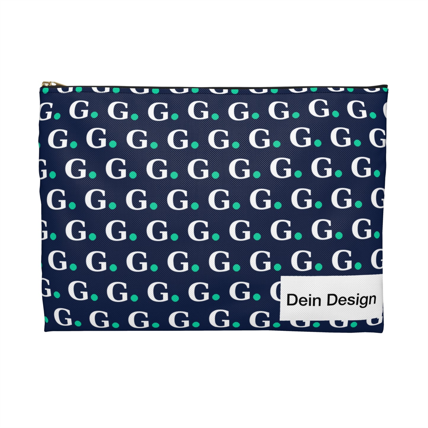 Monogram G Pattern Accessory Pouch – Navy & Teal Cosmetic Bag