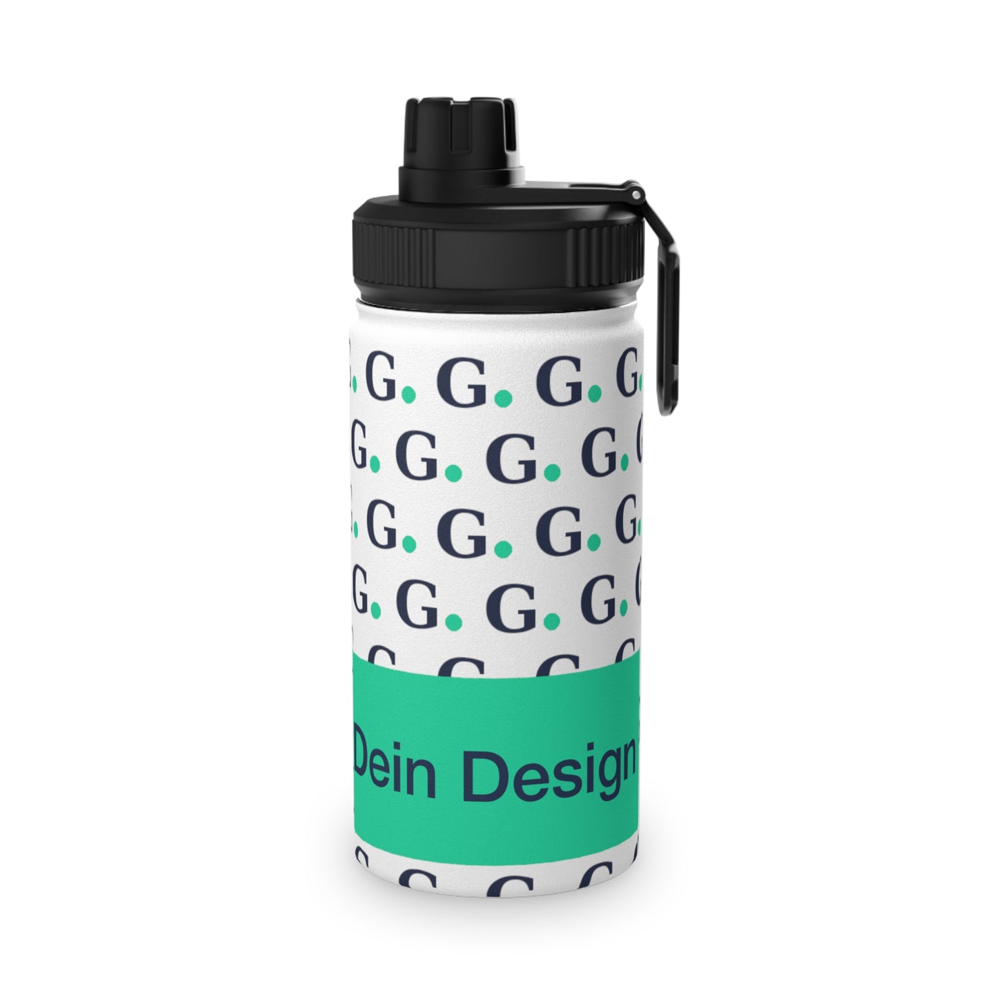 Monogram G Pattern Stainless Steel Water Bottle — Customizable Name Sports Lid