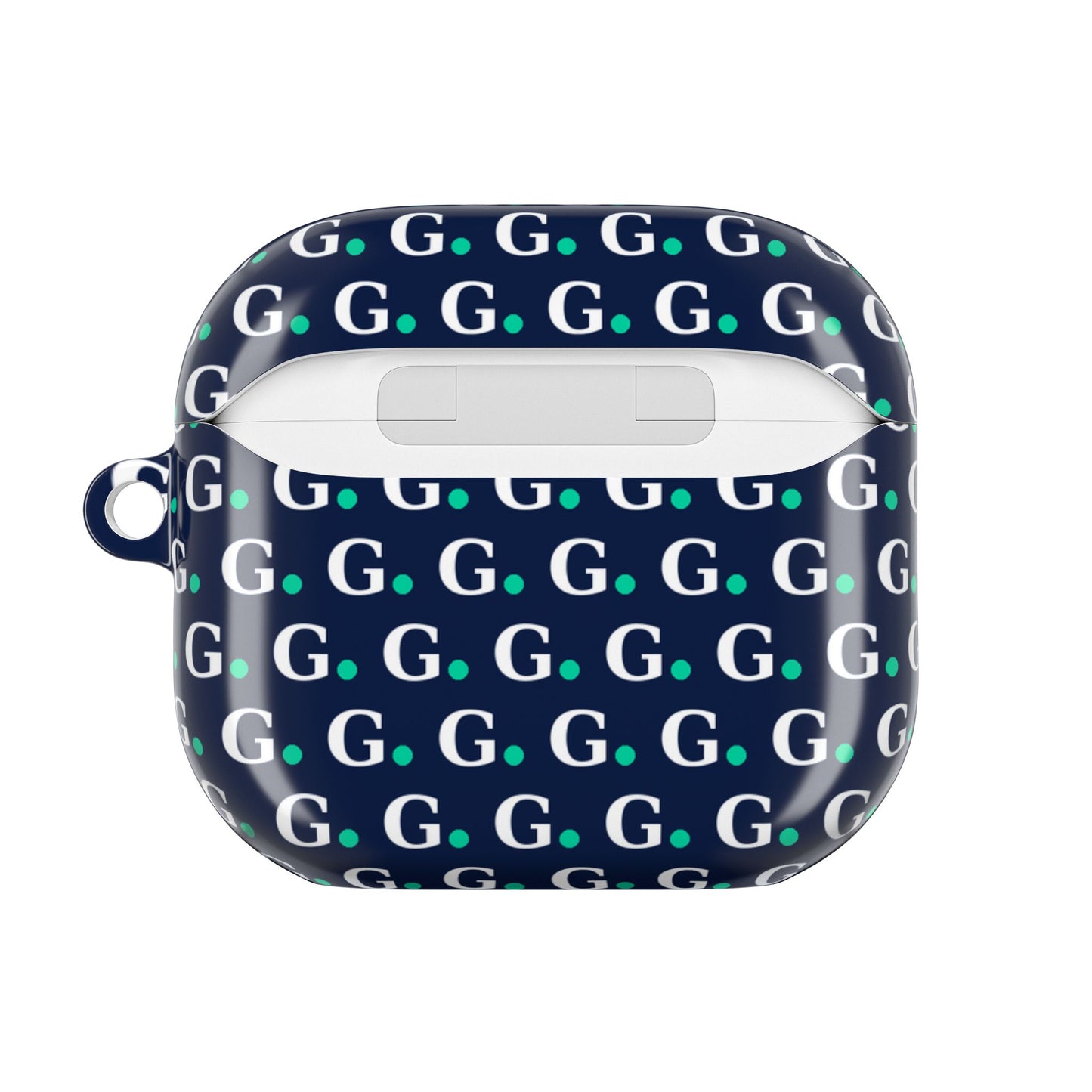 Monogram G Pattern AirPod Case — Navy Repeat Initials Design