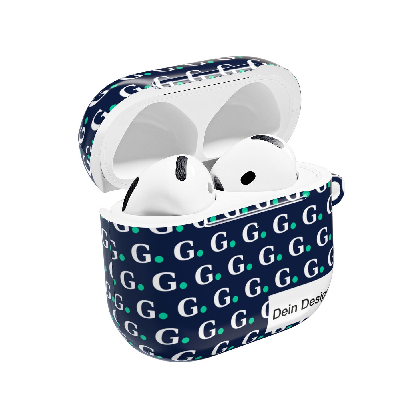 Monogram G Pattern AirPod Case — Navy Repeat Initials Design