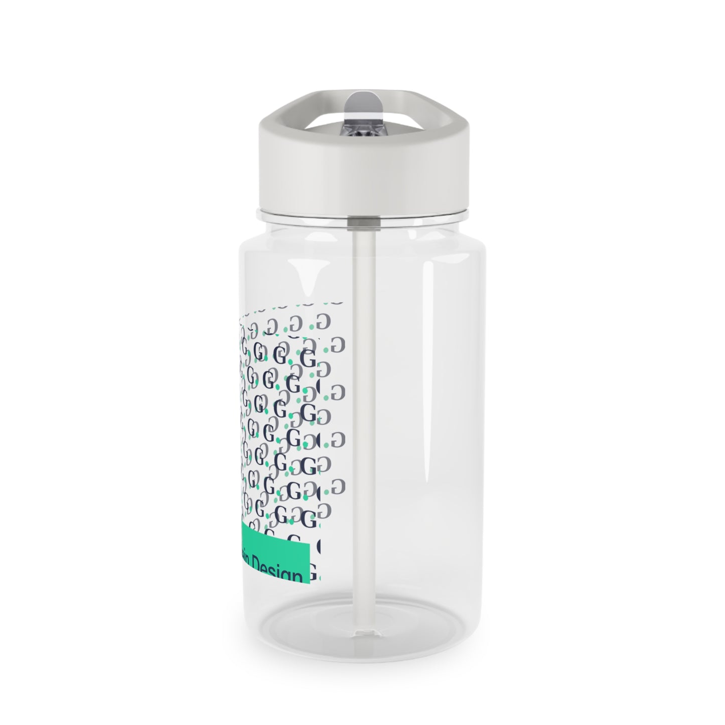 Patterned Tritan Water Bottle — Repeating "G" Logo Design