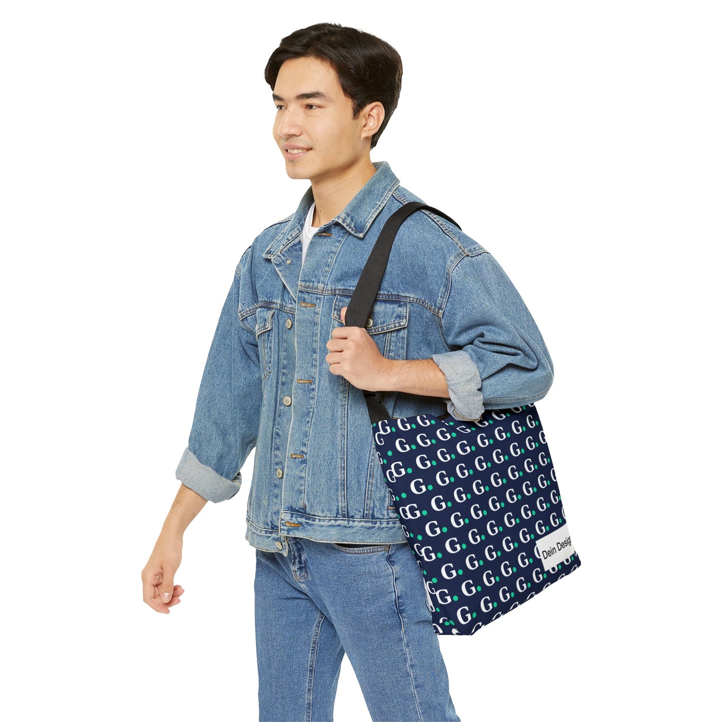 Monogram G Pattern Adjustable Tote Bag — Personalized Initials Crossbody Tote