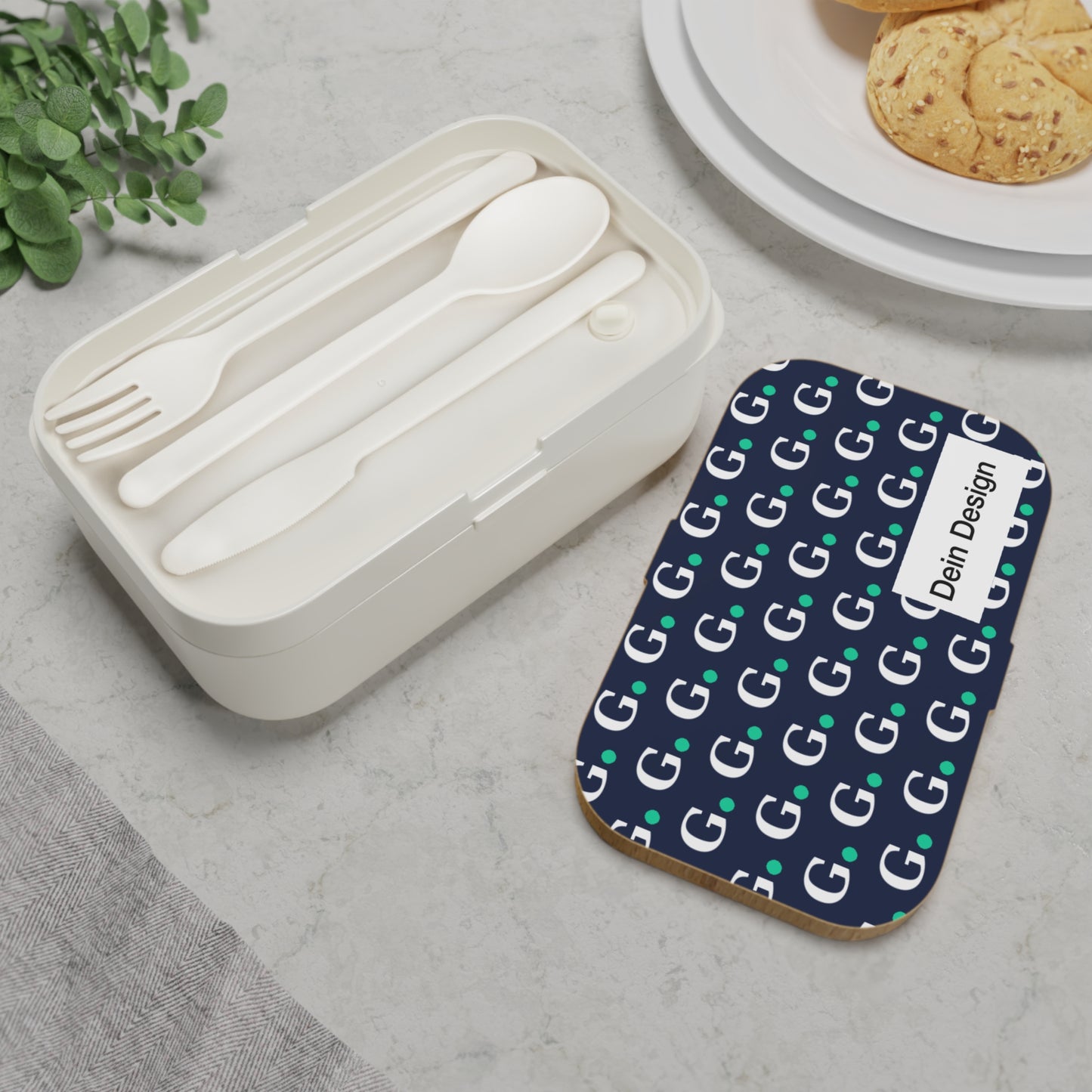 Monogram G Pattern Bento Lunch Box — Personalized Office & School Food Container