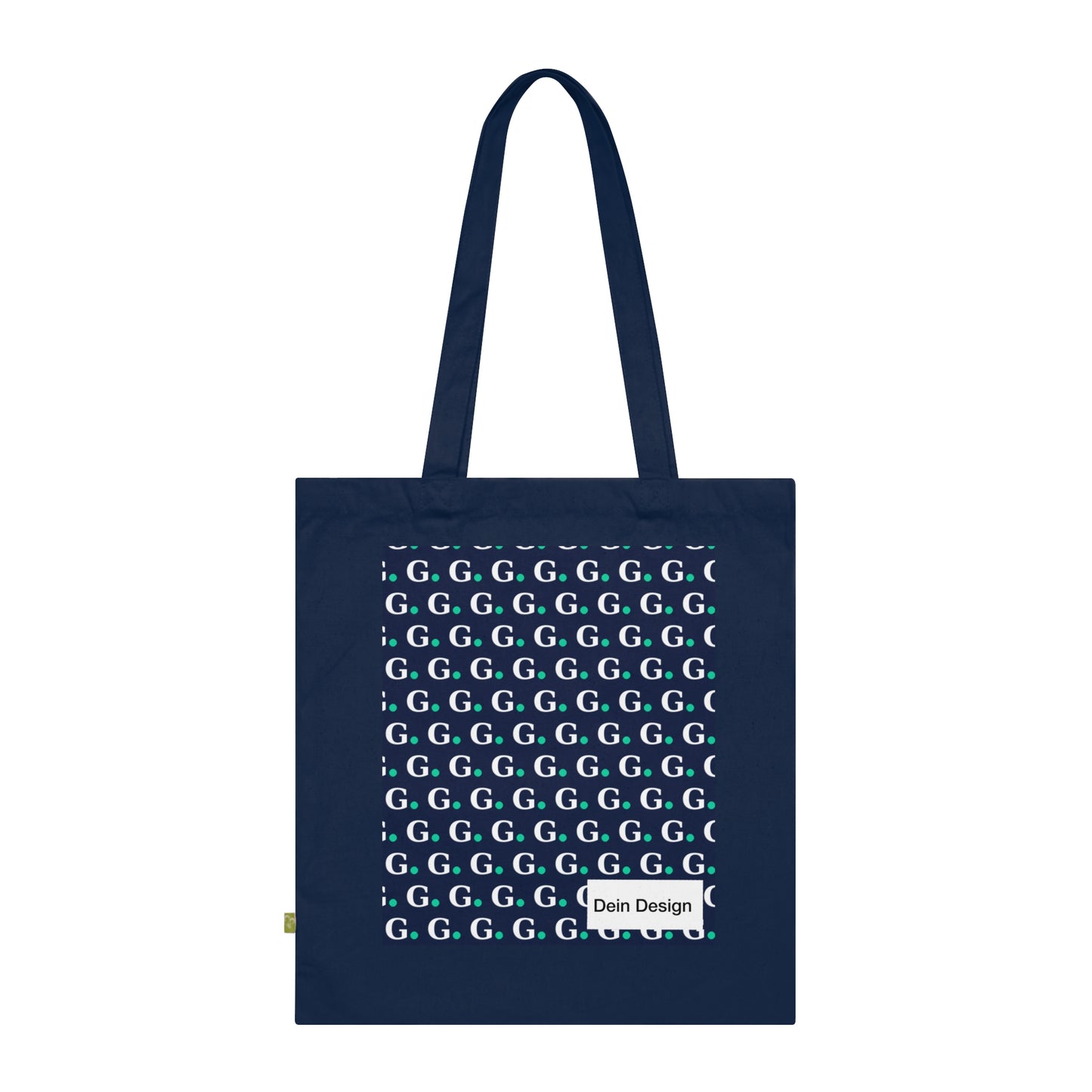 Monogram G Pattern Organic Cotton Tote Bag — Navy Eco Shopper