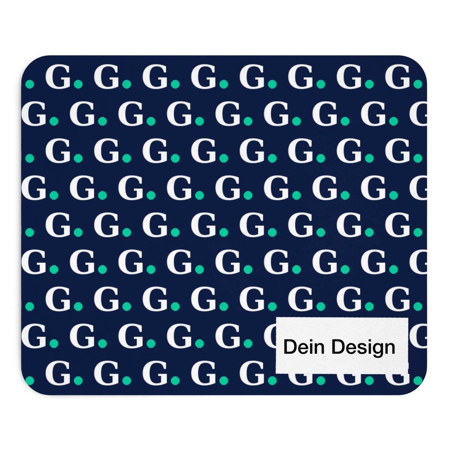 Monogram G Pattern Mouse Pad — Navy Blue Desk Mat with Teal Accent