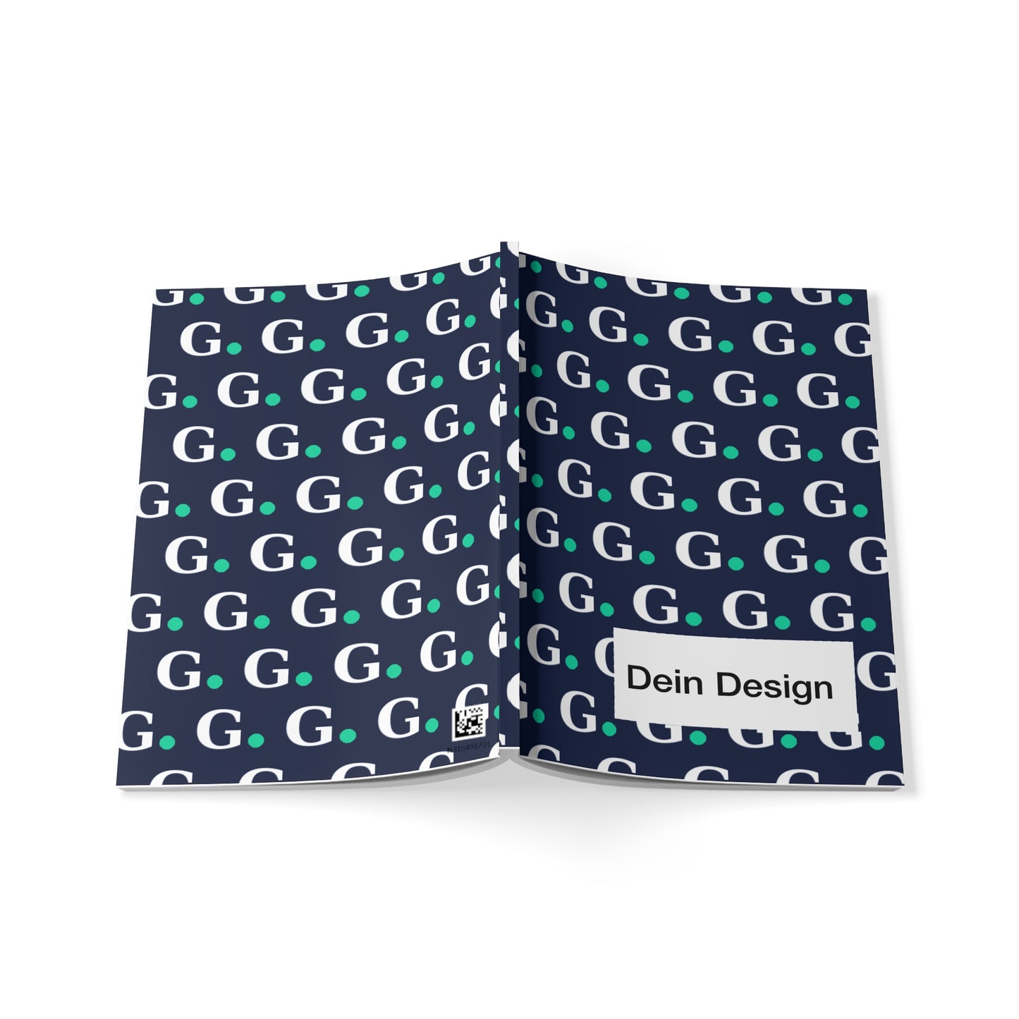 Monogram G Pattern A5 Notebook — Navy & Teal Dotted Initial Journal