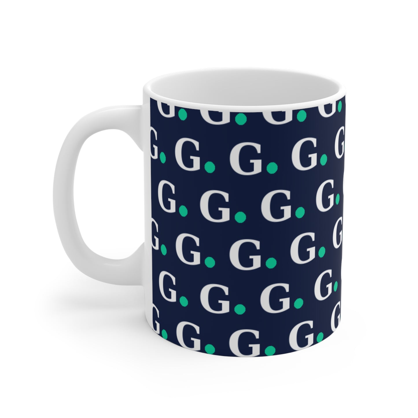 Monogram Pattern Ceramic Mug — Custom 'G' Repeat Design