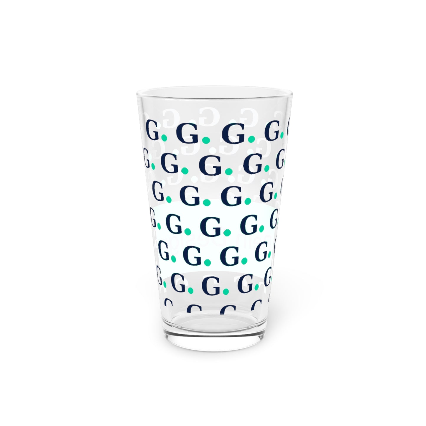 Monogram G Pattern 16oz Pint Glass — Personalized Initial Drinkware