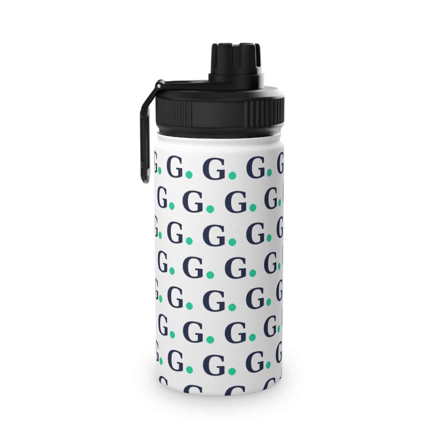 Monogram G Pattern Stainless Steel Water Bottle — Customizable Name Sports Lid