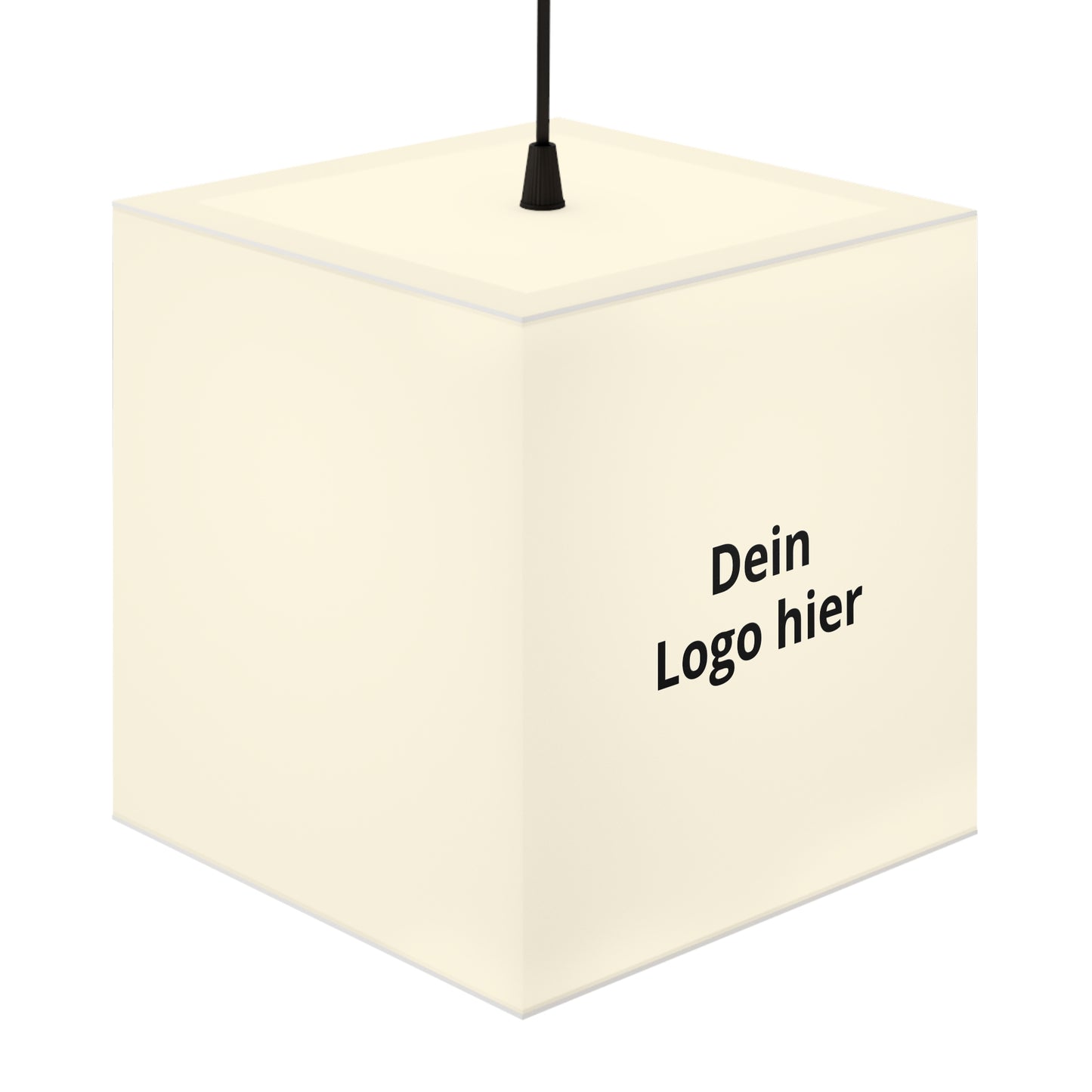 Custom Light Cube Lamp — Minimal Hanging Cube Lamp with "Dein Logo hier" Branding