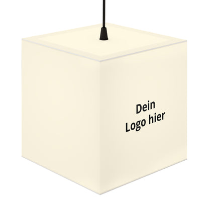 Custom Light Cube Lamp — Minimal Hanging Cube Lamp with "Dein Logo hier" Branding