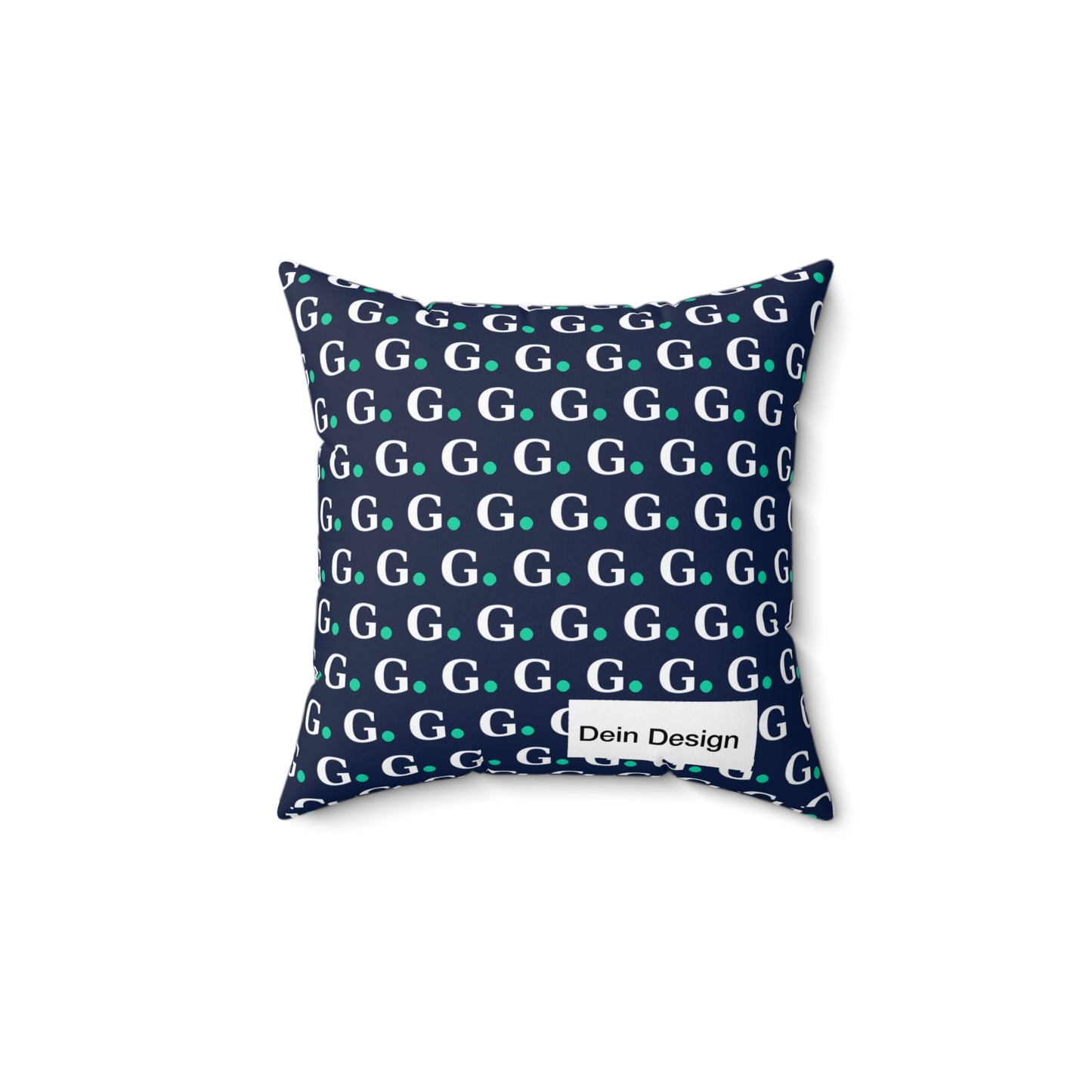 Monogram G Pattern Spun Polyester Pillow — Navy & Green Decorative Cushion