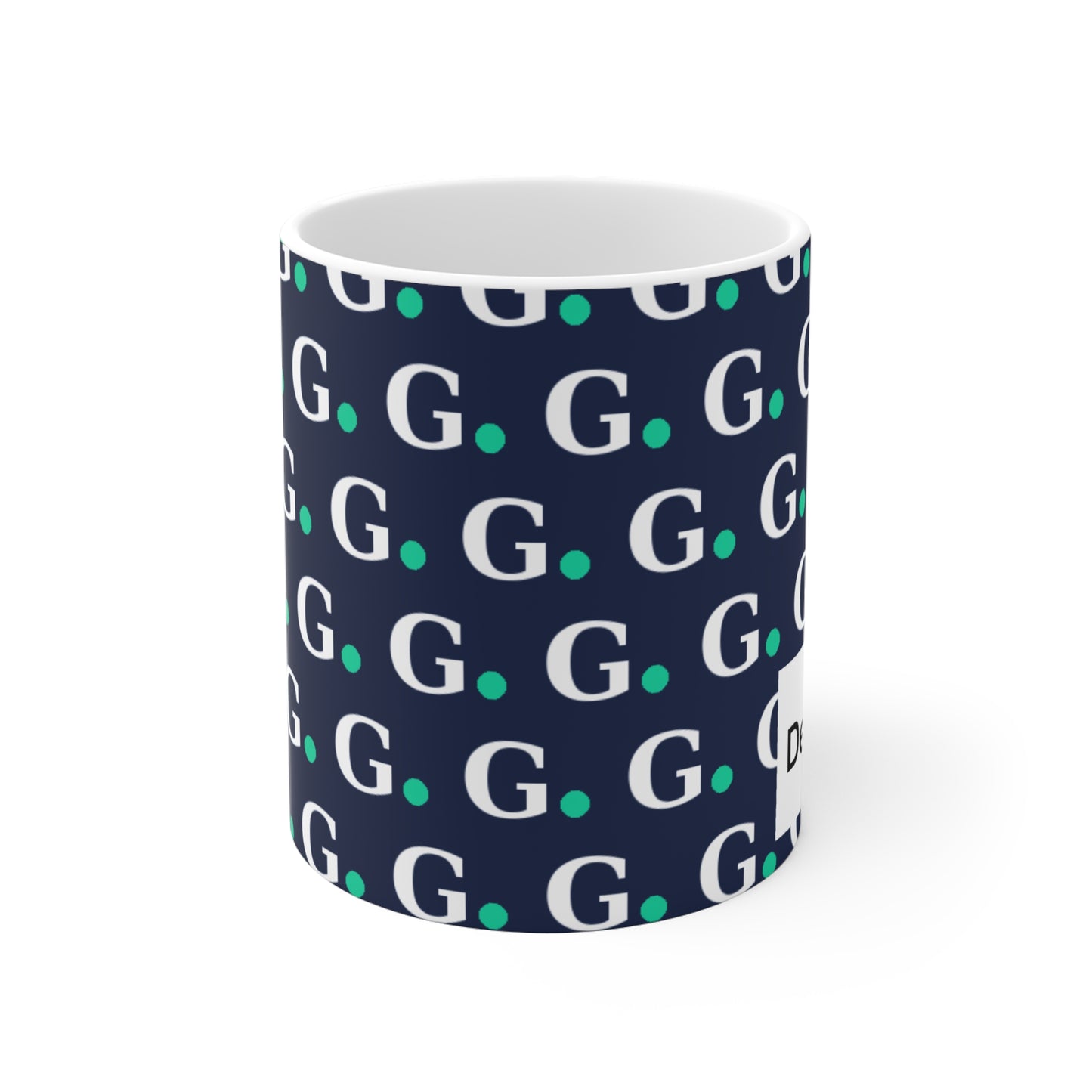 Monogram Pattern Ceramic Mug — Custom 'G' Repeat Design