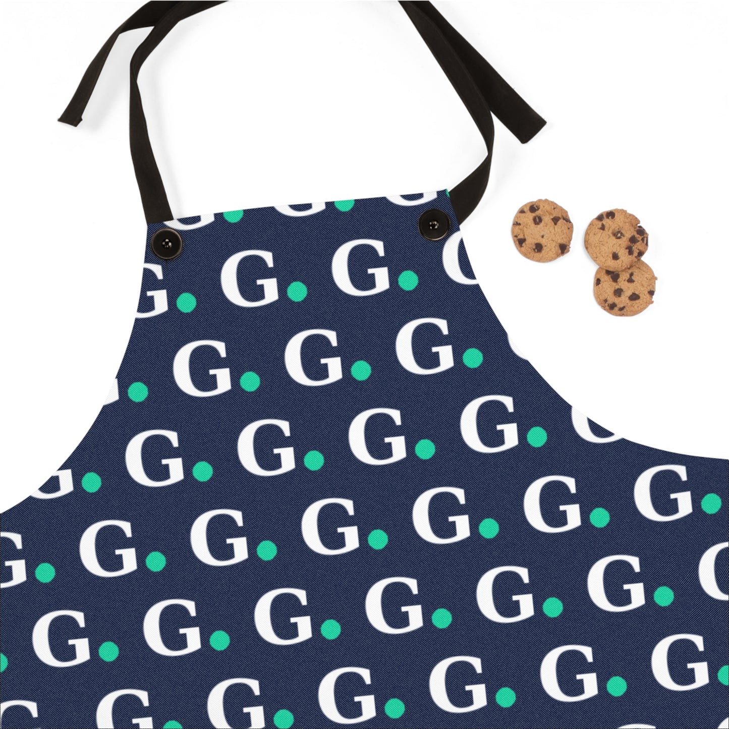 Monogram G Pattern Apron — Navy Personalized Kitchen Apron