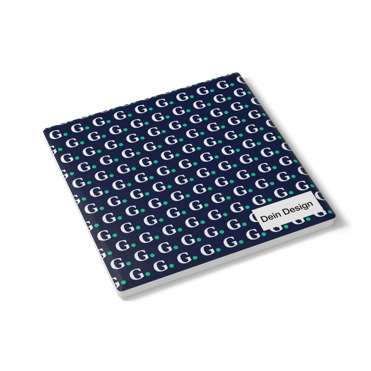 Monogram 'G' Ceramic Coaster — Navy & Teal Repeating Initial Pattern