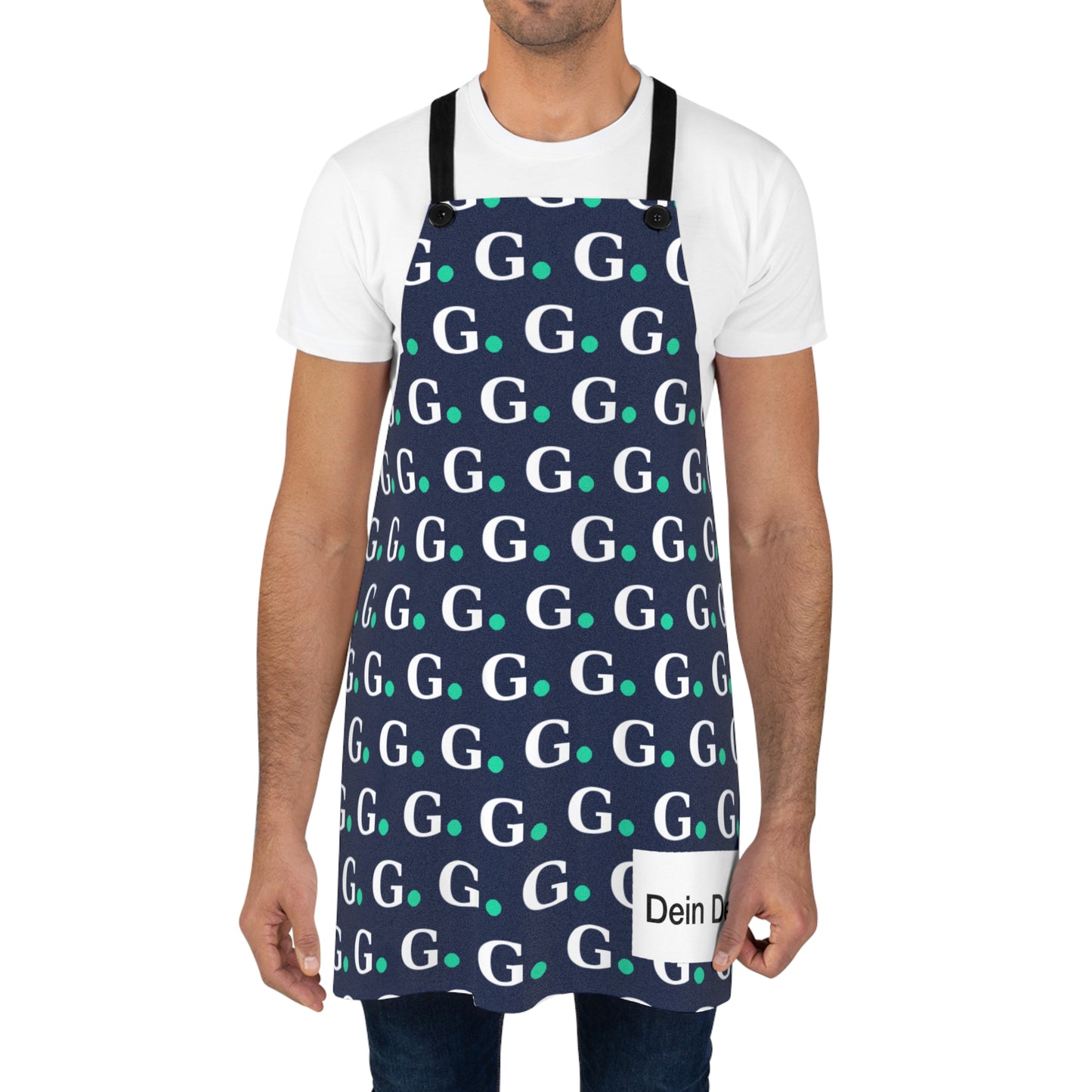 Monogram G Pattern Apron — Navy Personalized Kitchen Apron