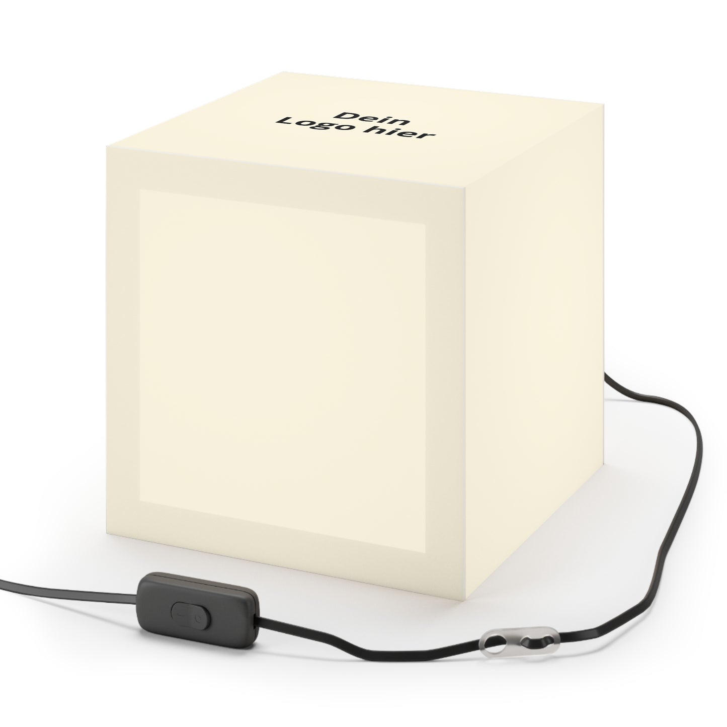 Custom Light Cube Lamp — Minimal Hanging Cube Lamp with "Dein Logo hier" Branding