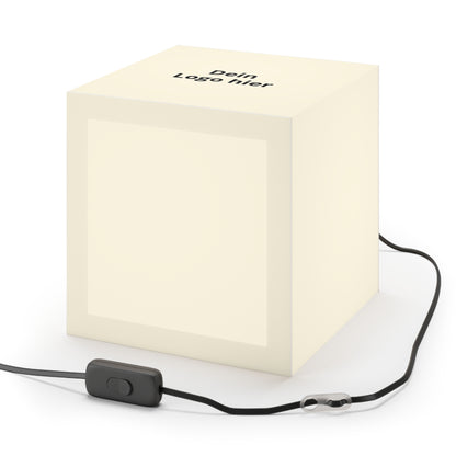 Custom Light Cube Lamp — Minimal Hanging Cube Lamp with "Dein Logo hier" Branding