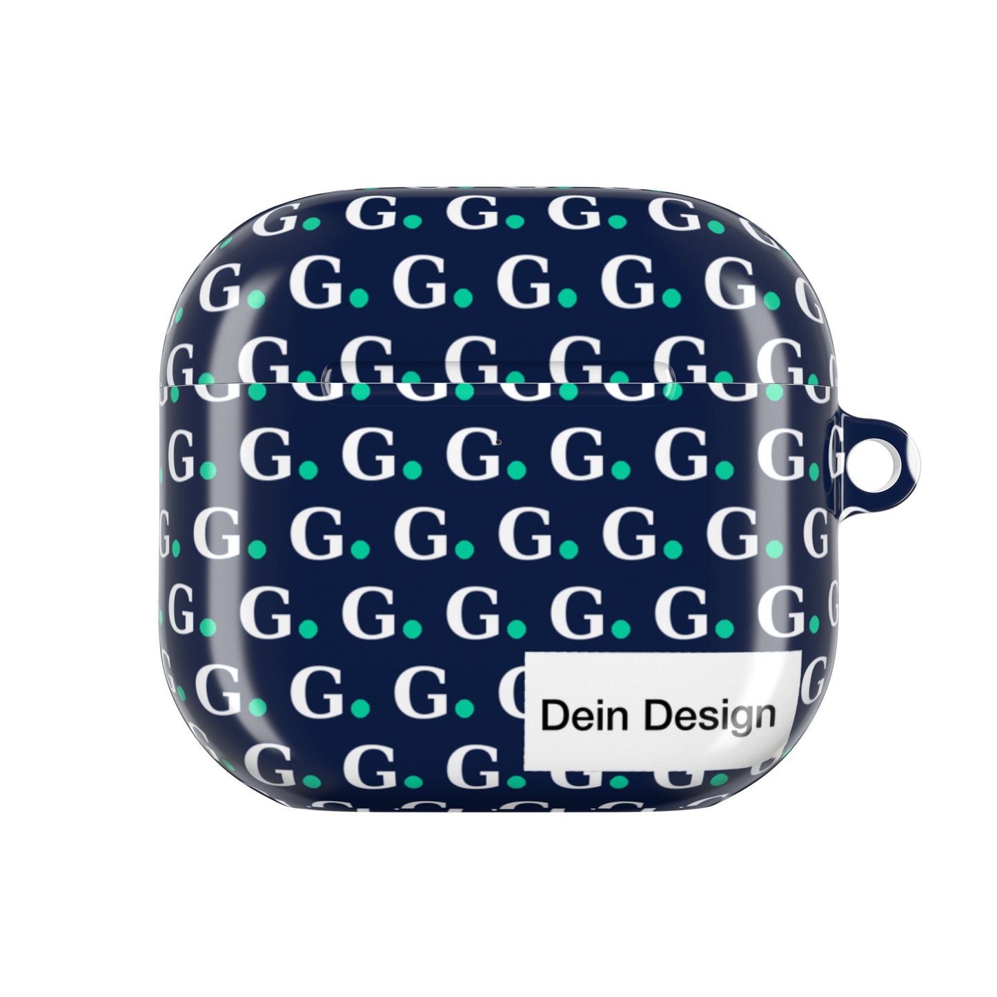 Monogram G Pattern AirPod Case — Navy Repeat Initials Design