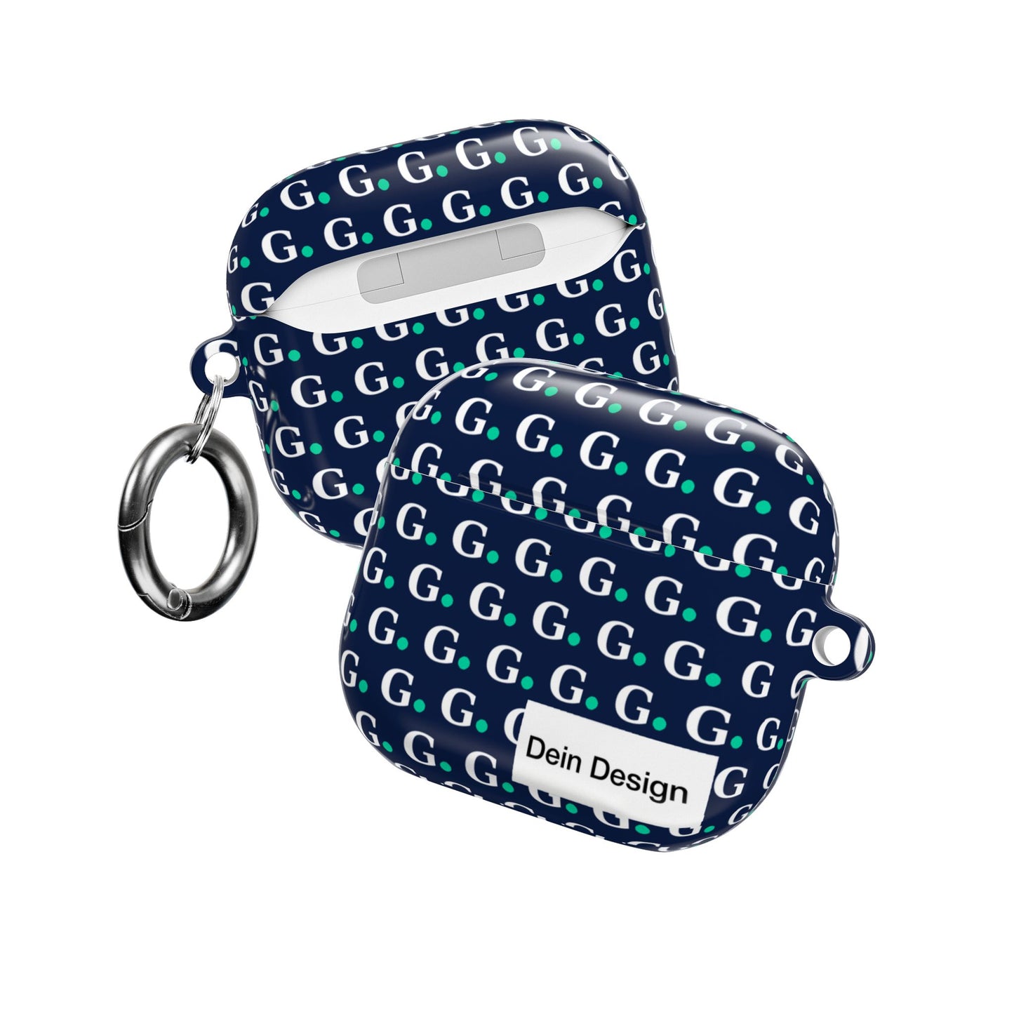 Monogram G Pattern AirPod Case — Navy Repeat Initials Design