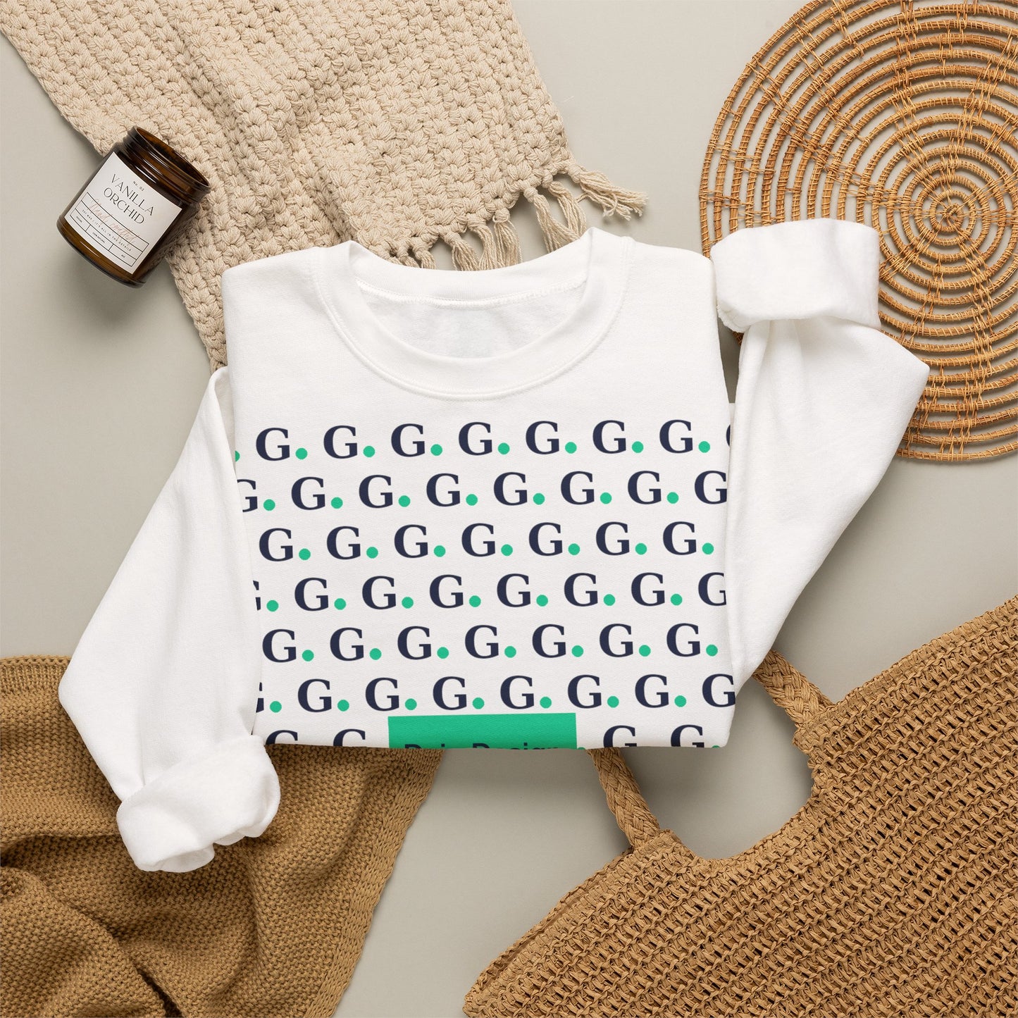GG Pattern Crewneck Sweatshirt — Repeating "G." Logo Graphic