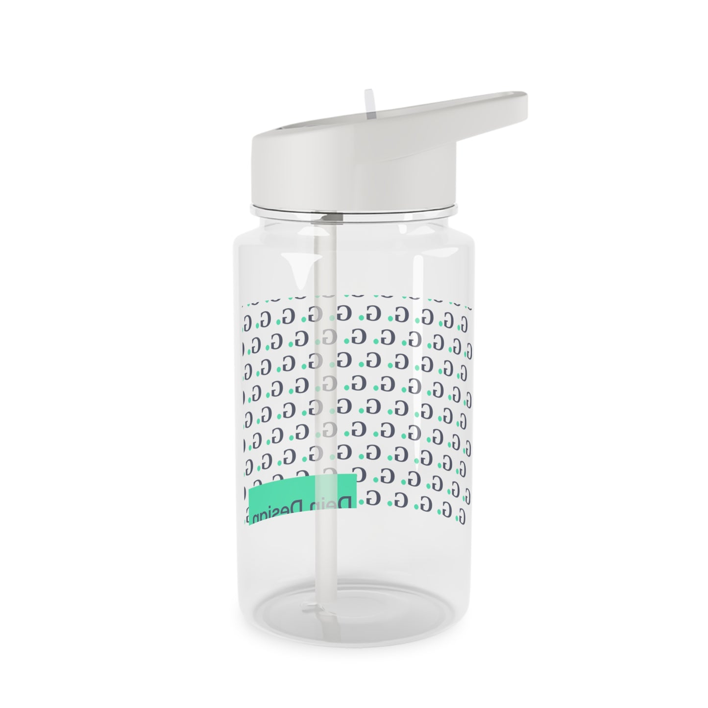 Patterned Tritan Water Bottle — Repeating "G" Logo Design