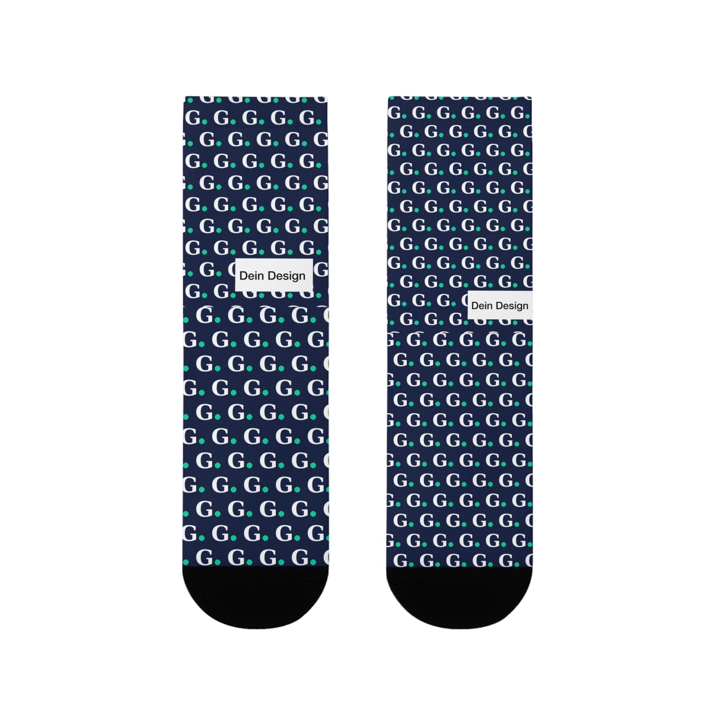 Monogram G Pattern Crew Socks — Navy Sublimation Socks with 'Dein Design' Label
