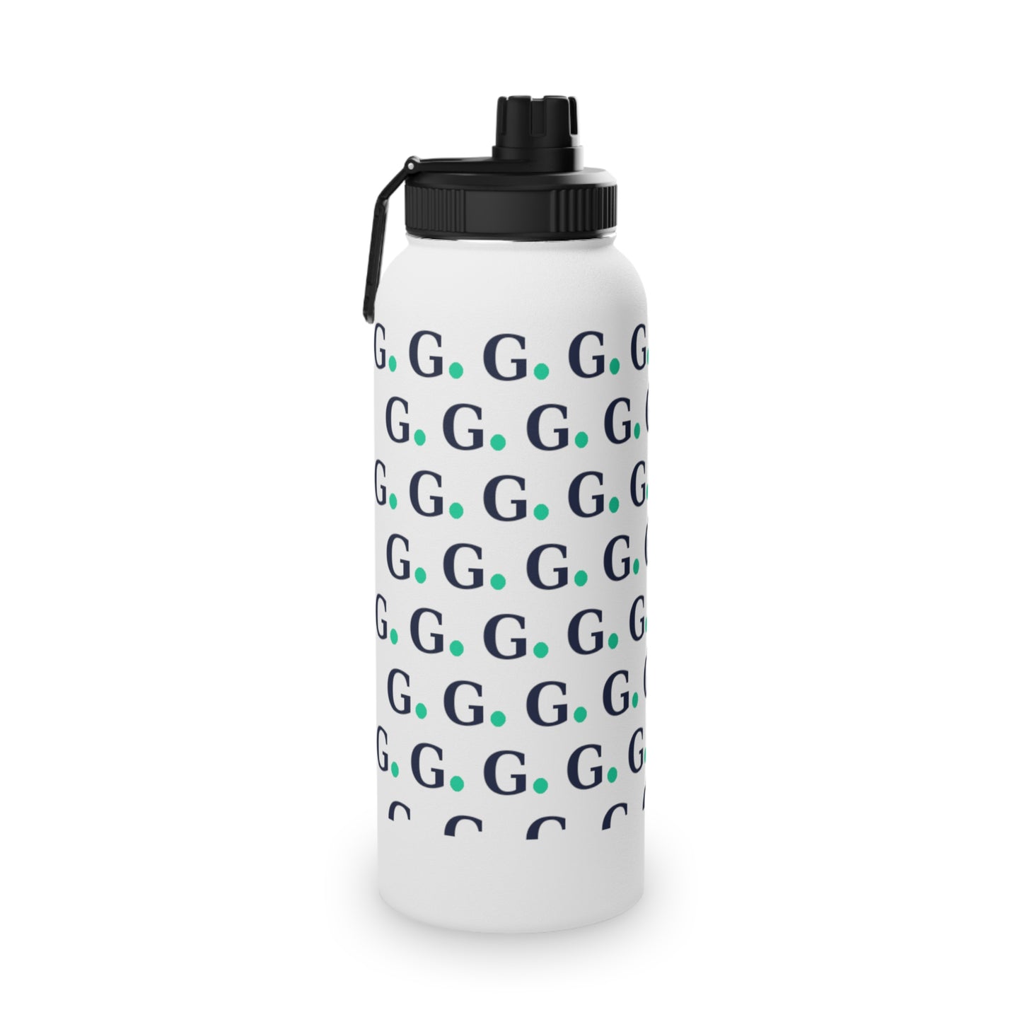 Monogram G Pattern Stainless Steel Water Bottle — Customizable Name Sports Lid