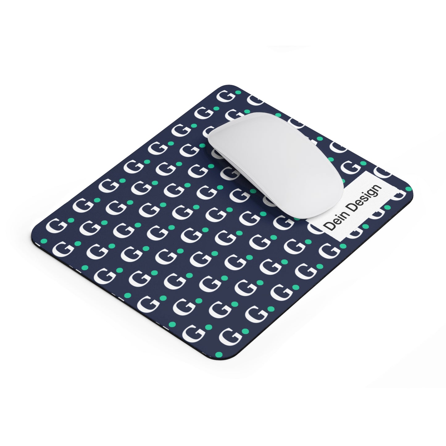 Monogram G Pattern Mouse Pad — Navy Blue Desk Mat with Teal Accent