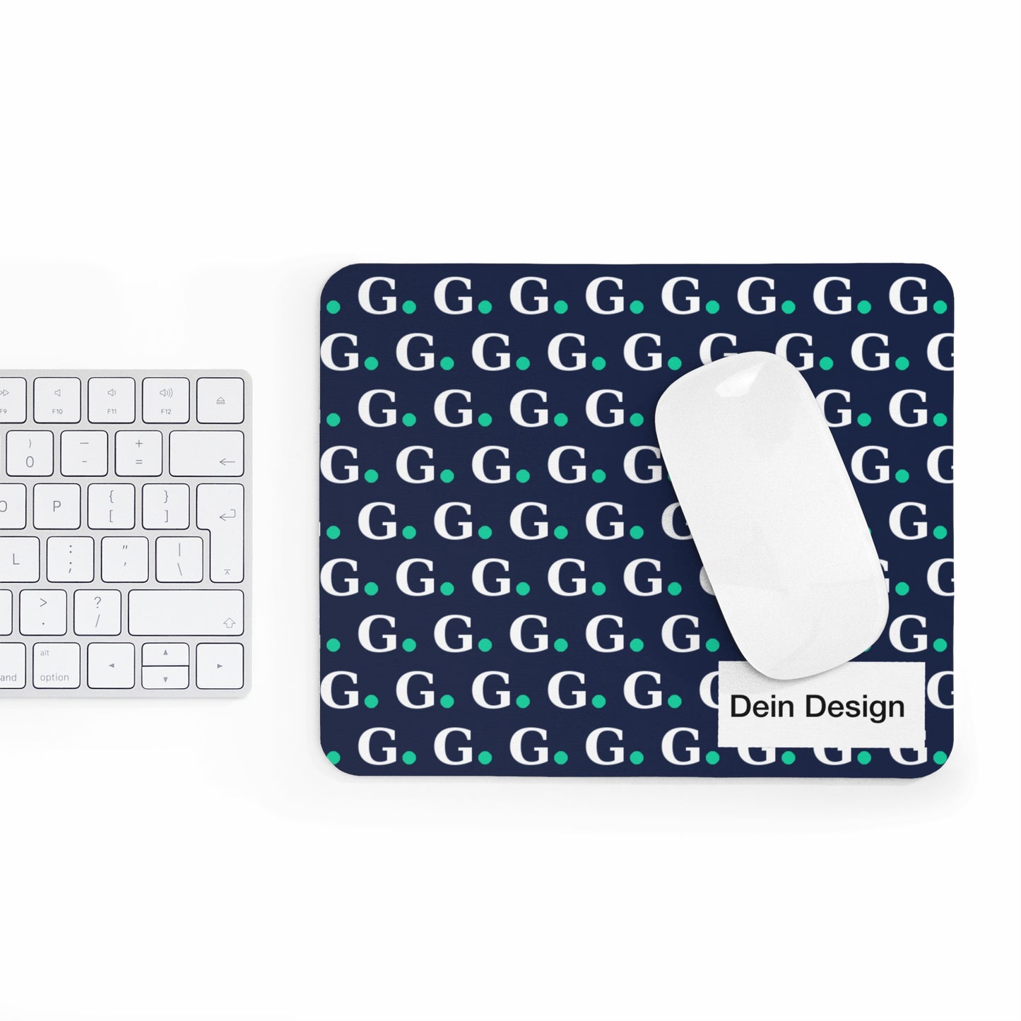 Monogram G Pattern Mouse Pad — Navy Blue Desk Mat with Teal Accent