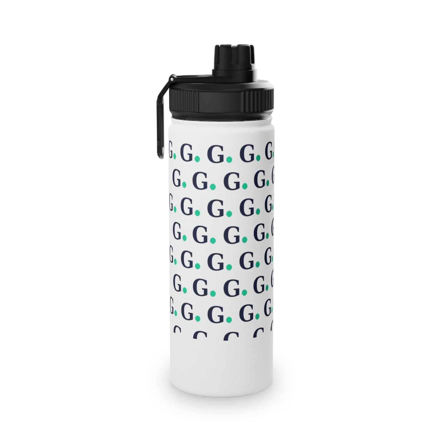 Monogram G Pattern Stainless Steel Water Bottle — Customizable Name Sports Lid