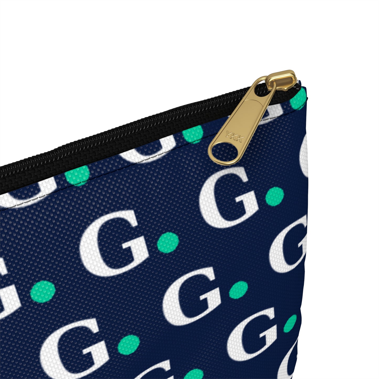 Monogram G Pattern Accessory Pouch – Navy & Teal Cosmetic Bag
