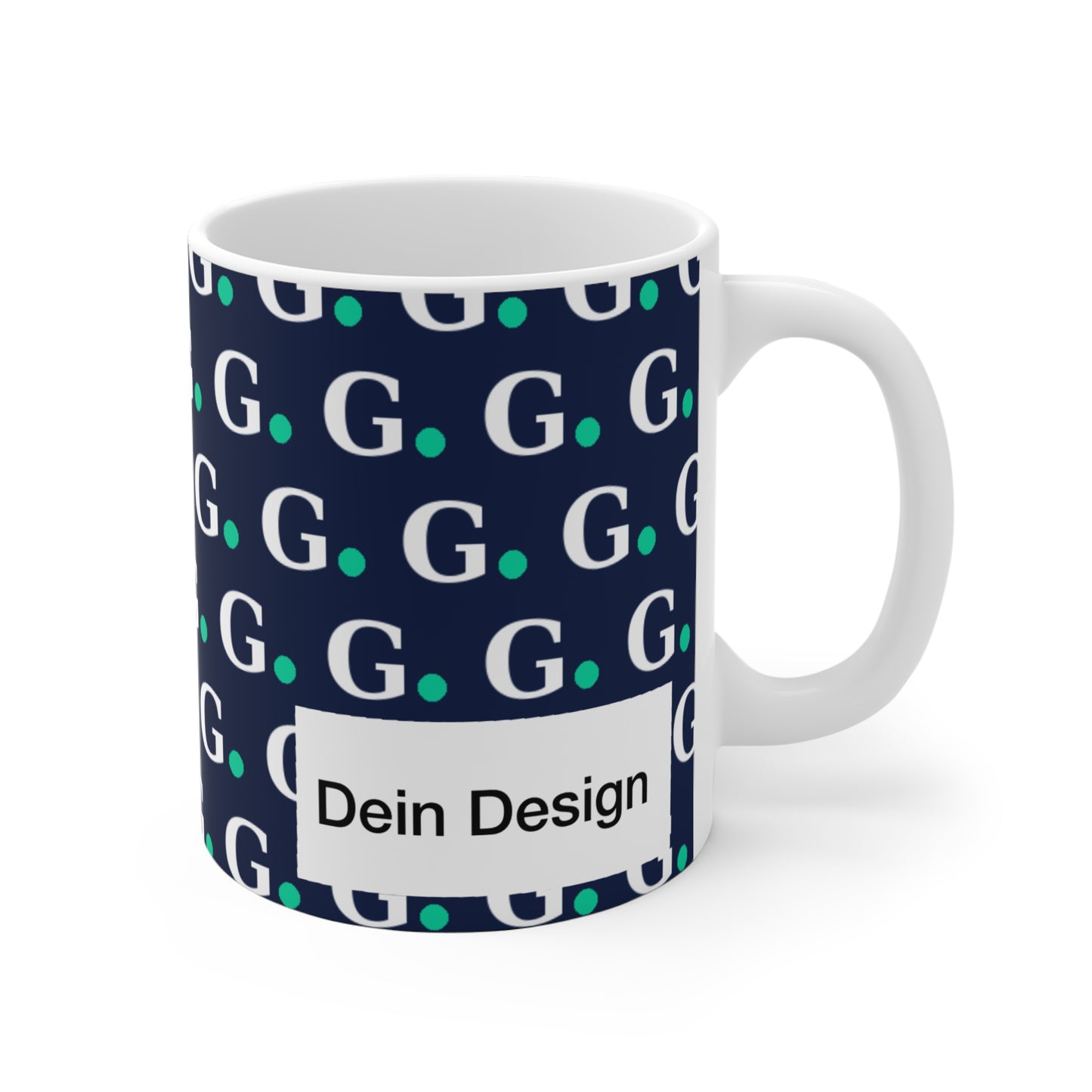 Monogram Pattern Ceramic Mug — Custom 'G' Repeat Design