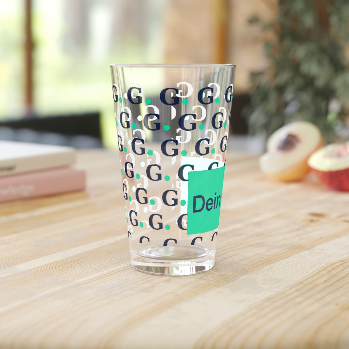 Monogram G Pattern 16oz Pint Glass — Personalized Initial Drinkware