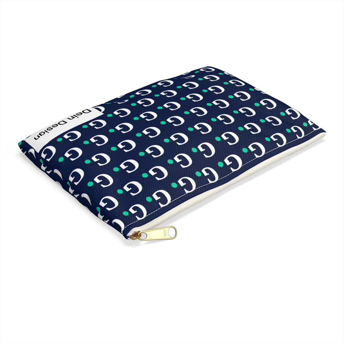 Monogram G Pattern Accessory Pouch – Navy & Teal Cosmetic Bag