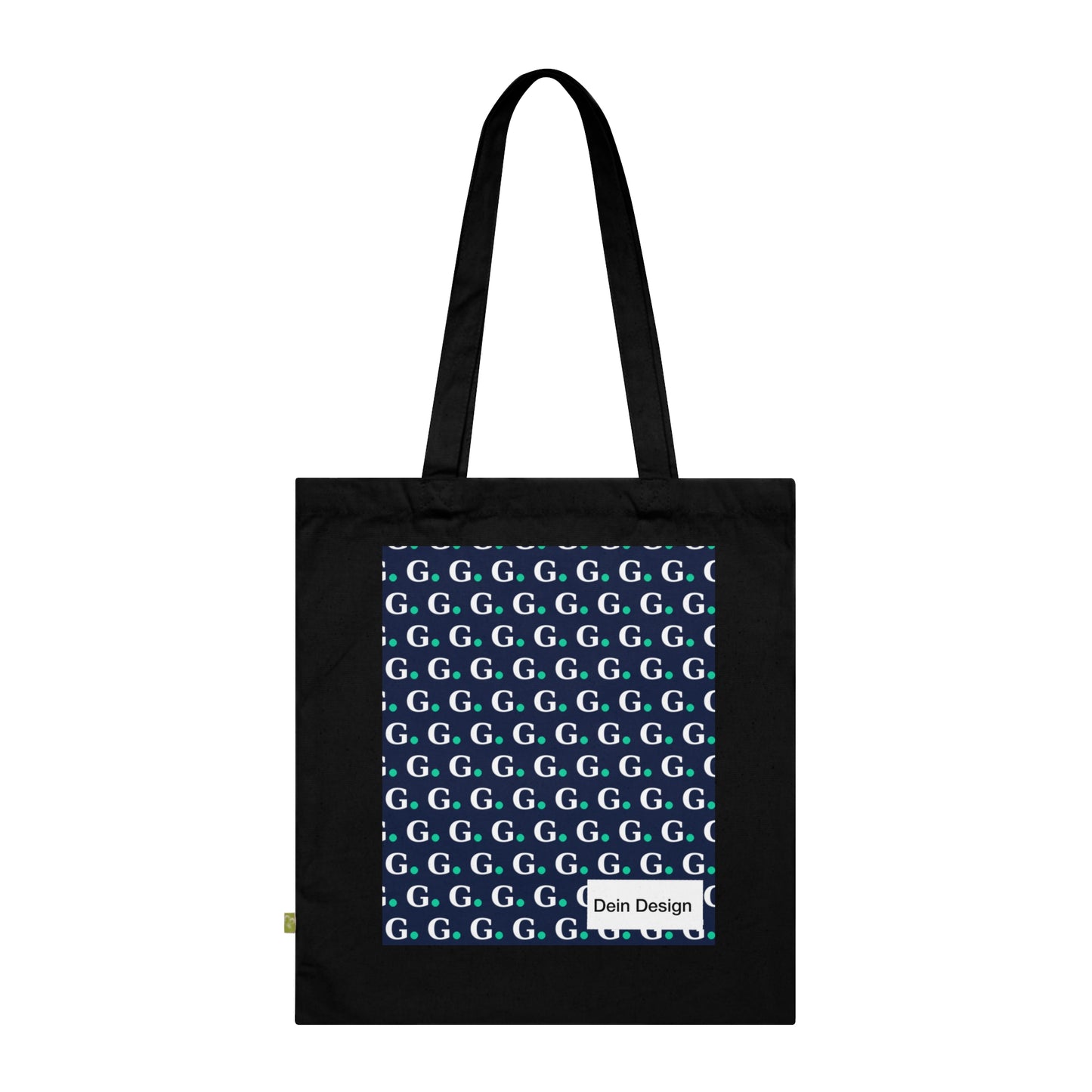 Monogram G Pattern Organic Cotton Tote Bag — Navy Eco Shopper
